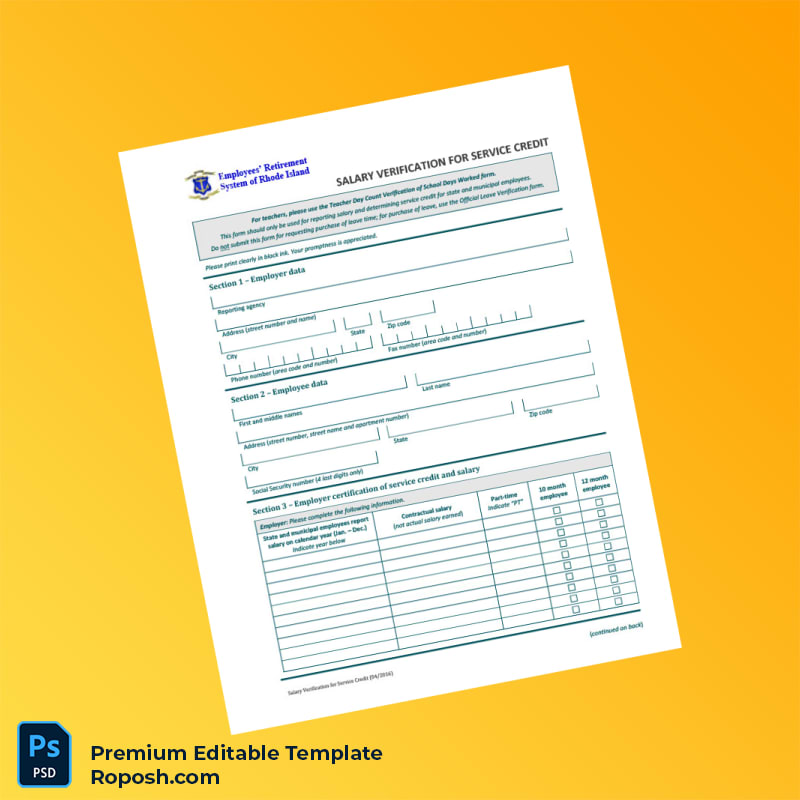 Customizable Rhode Island Employees Retirement System Income Verification Letter Word & PDF Template 2 page Customizable Rhode Island Employees Retirement System Income Verification Letter Word & PDF Template 2 page