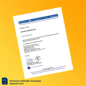 Customizable Royal Caribbean Cruises Ltd Employment Verification Letter Word & PDF Template