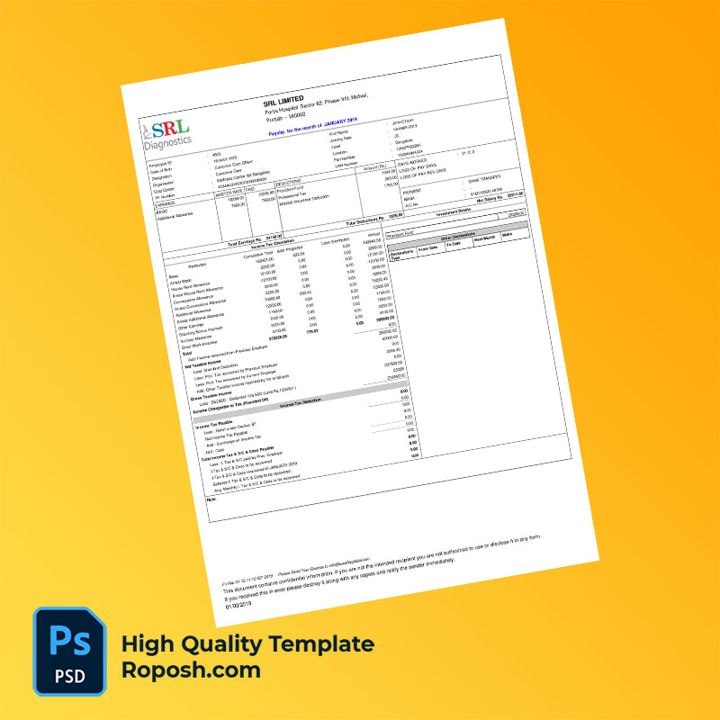 SRL LIMITED payslip word and pdf template SRL LIMITED payslip word and pdf template