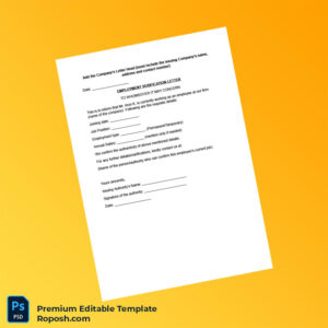 Customizable Sample Employment Verification Letter Word & PDF Template