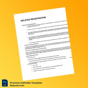 Saudi Arabia Editable Delayed Registration Birth Certificate Editable Word & PDF Template 3 page