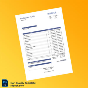 Saudi Arabia Restaurant Public Invoice Template in Word and PDF formats 4 page