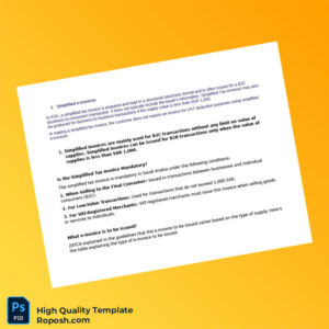 Saudi Arabia Simplified Tax Invoice Template in Word and PDF formats 3 page