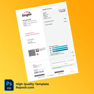 Singapore Singtel Editable Mobile Bill Template in Word and PDF formats