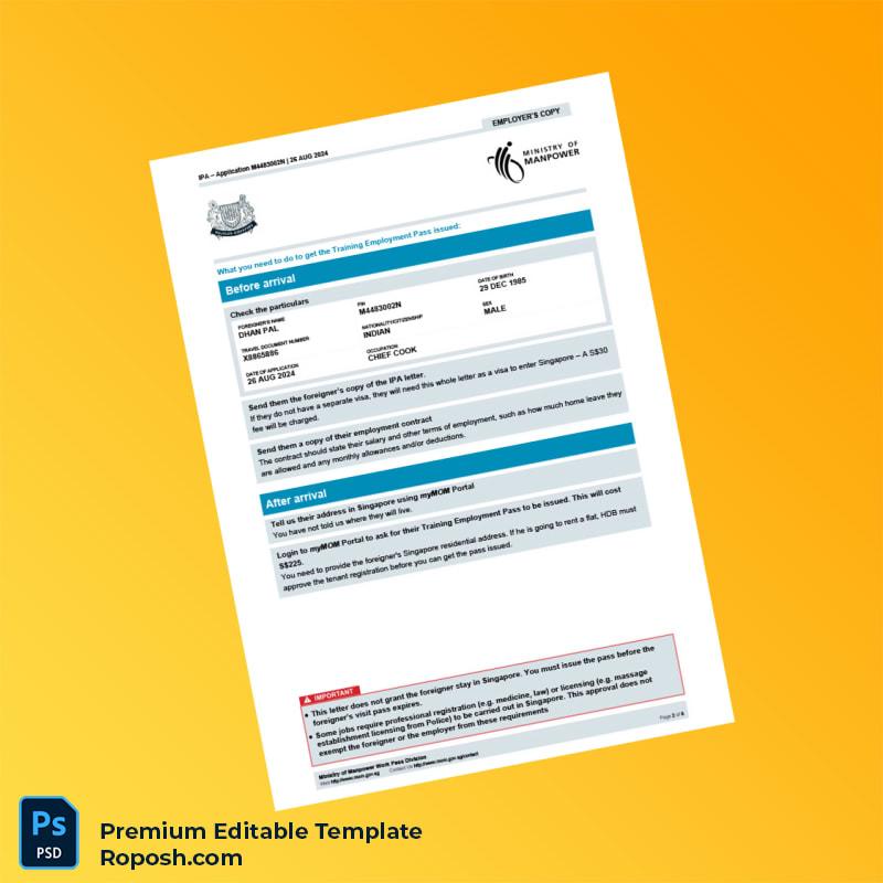 Customizable Singapore Pabna Restaurant Pte Ltd Employment Verification Letter Word & PDF Template 8 page Customizable Singapore Pabna Restaurant Pte Ltd Employment Verification Letter Word & PDF Template 8 page