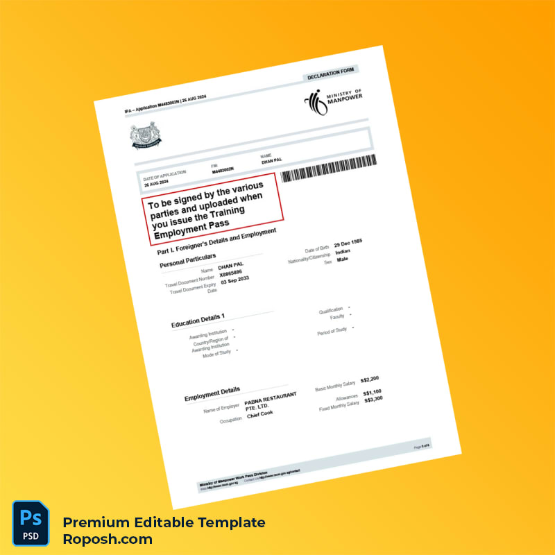 Customizable Singapore Pabna Restaurant Pte Ltd Employment Verification Letter Word & PDF Template 8 page Customizable Singapore Pabna Restaurant Pte Ltd Employment Verification Letter Word & PDF Template 8 page