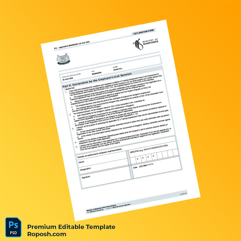 Customizable Singapore Pabna Restaurant Pte Ltd Employment Verification Letter Word & PDF Template 8 page Customizable Singapore Pabna Restaurant Pte Ltd Employment Verification Letter Word & PDF Template 8 page