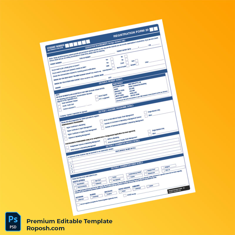 Customizable South Africa IMM Registration Form Editable Word & PDF Template 4 page Customizable South Africa IMM Registration Form Editable Word & PDF Template 4 page