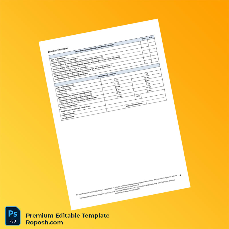 Customizable South Africa SACAP Coaching Registration Form Editable Word & PDF Template 4 page Customizable South Africa SACAP Coaching Registration Form Editable Word & PDF Template 4 page