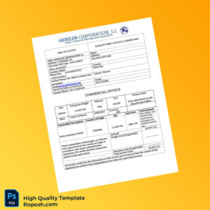 Spain Hexelen Corporation S L Commercial Invoice Template in Word and PDF formats 2 page