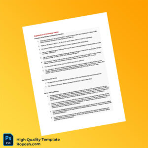 Sri Lanka Ministry of Transport Editable Vehicle Ownership Transfer Registration Template in Word and PDF formats 6 page