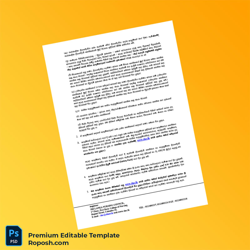 Customizable Sri Lanka Nursing Council Registration Certificate Editable Word & PDF Template 5 page Customizable Sri Lanka Nursing Council Registration Certificate Editable Word & PDF Template 5 page