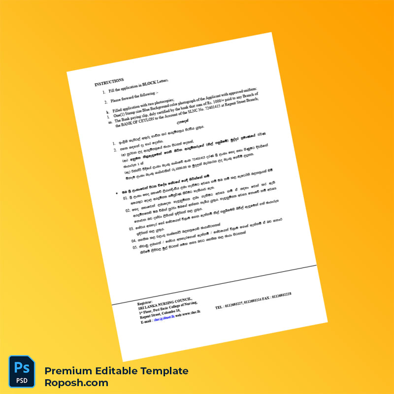 Customizable Sri Lanka Nursing Council Registration Certificate Editable Word & PDF Template 5 page Customizable Sri Lanka Nursing Council Registration Certificate Editable Word & PDF Template 5 page