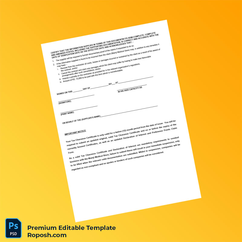 Customizable Supplier Registration Certificate Editable Word & PDF Template 6 page Customizable Supplier Registration Certificate Editable Word & PDF Template 6 page