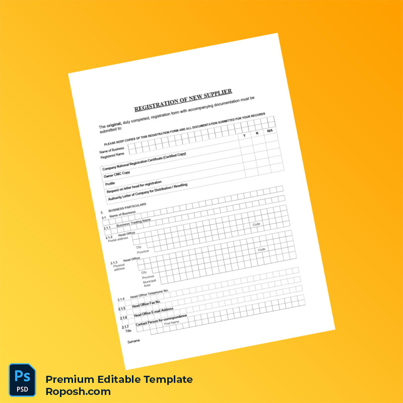 Customizable Supplier Registration Certificate Editable Word & PDF Template 6 page Customizable Supplier Registration Certificate Editable Word & PDF Template 6 page