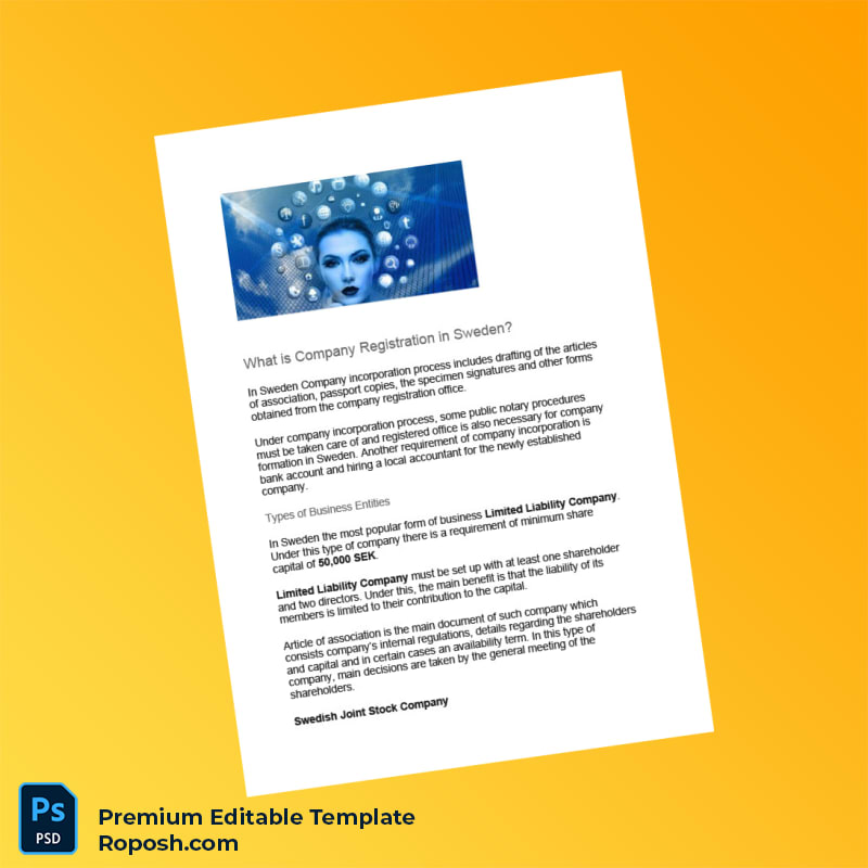 Sweden Companies Registration Office Company Registration Certificate Editable Word & PDF Template 3 page Sweden Companies Registration Office Company Registration Certificate Editable Word & PDF Template 3 page