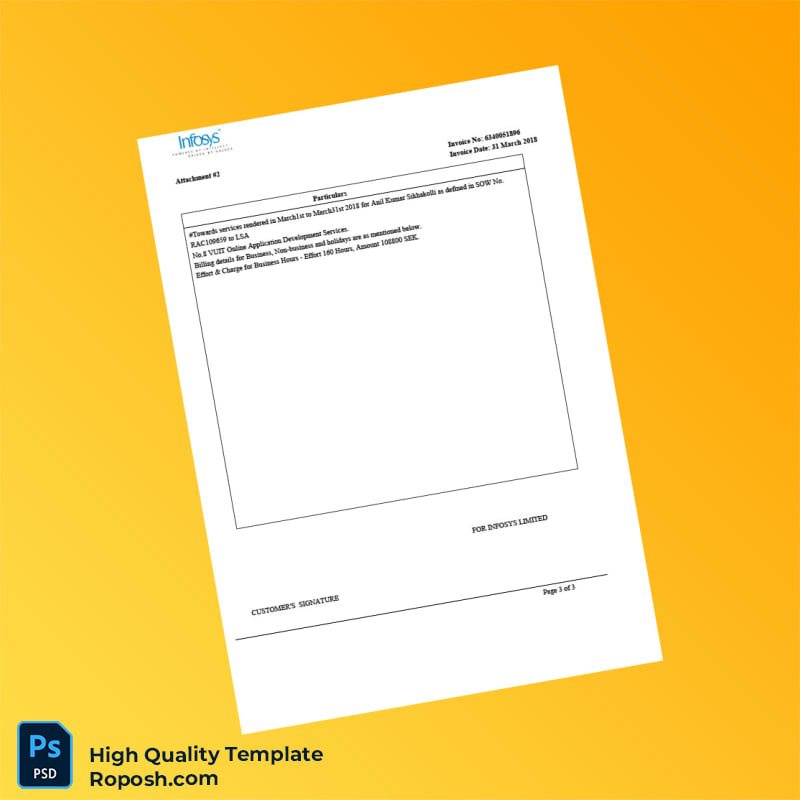 Sweden Infosys Limited Invoice Template in Word and PDF formats 3 page Sweden Infosys Limited Invoice Template in Word and PDF formats 3 page