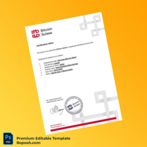 Customizable Switzerland Bitcoin Suisse AG Employment Verification Letter Word & PDF Template