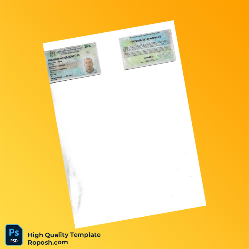 Tanzania NIDA Editable Registration Certificate Form Template in Word and PDF formats 3 page Tanzania NIDA Editable Registration Certificate Form Template in Word and PDF formats 3 page