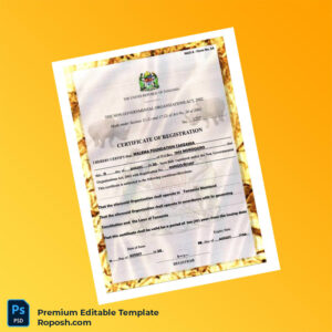 Customizable Tanzania Registrar Certificate of Registration Editable Word & PDF Template