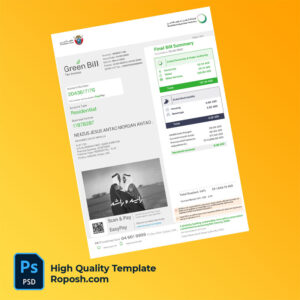 UAE Dubai Electricity & Water Authority Editable Electricity Bill Template in Word and PDF formats