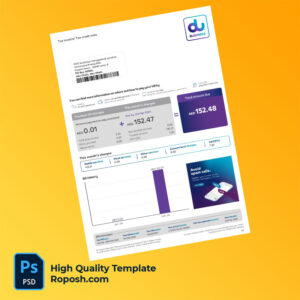 UAE Emirates Integrated Telecommunications Company PJSC Editable Mobile Bill Template in Word and PDF formats