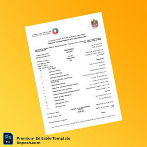 Customizable UAE Federal Tax Authority Tax Registration Certificate Editable Word & PDF Template 2 page