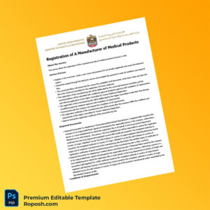 Customizable UAE Ministry of Health and Prevention Business Registration Certificate Editable Word & PDF Template 3 page