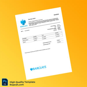 UK Barclays Bank Invoice Template in Word and PDF formats
