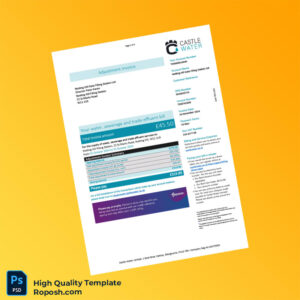 UK Castle Water Invoice Template in Word and PDF formats 4 page