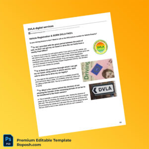 UK DVLA Vehicle Registration FAQ Document Editable Word & PDF Template 6 page