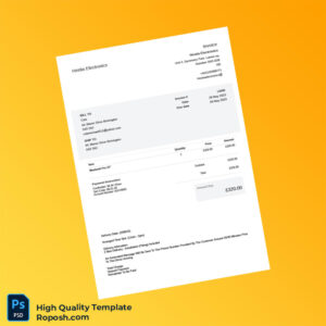 UK Hestia Electronics Invoice Template in Word and PDF formats