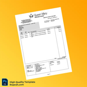 UK Queen Mary University of London Invoice Template in Word and PDF formats