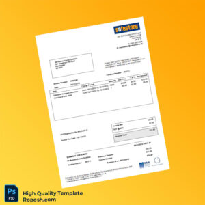 UK Safestore Invoice Template in Word and PDF formats