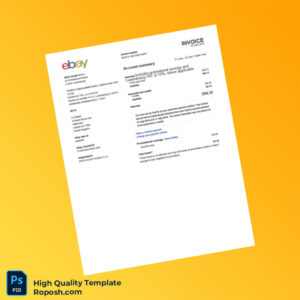 UK eBay Invoice Template in Word and PDF formats 4 page