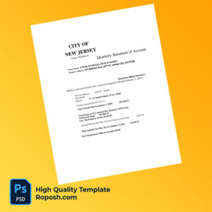 US Jersey City Editable Property Tax Bill Template in Word and PDF formats