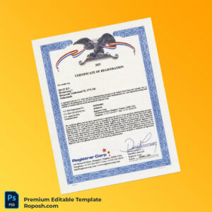 Customizable US FDA Certificate of Registration Editable Word & PDF Template