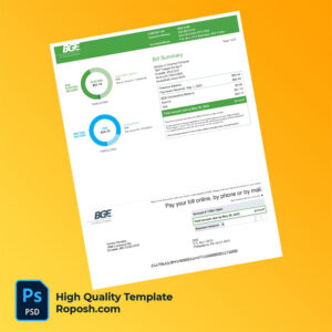 USA Baltimore Gas and Electric Editable Utility Bill Template in Word and PDF formats