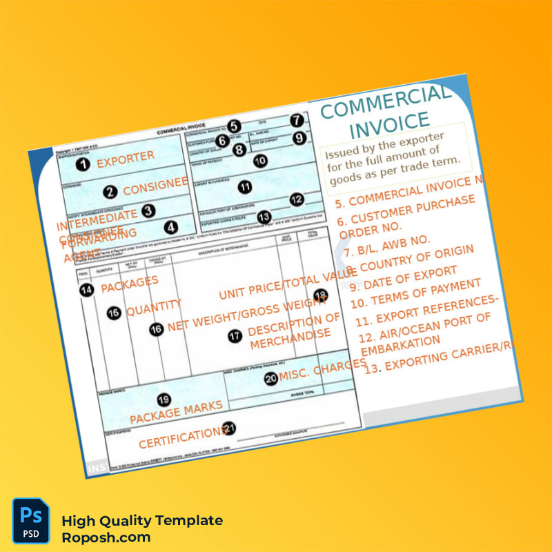 USA ADEX Commercial Invoice Template in Word and PDF formats 7 page USA ADEX Commercial Invoice Template in Word and PDF formats 7 page