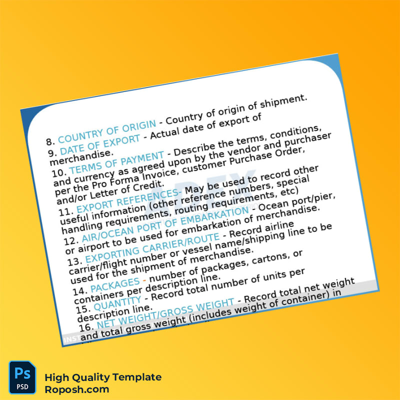 USA ADEX Commercial Invoice Template in Word and PDF formats 7 page USA ADEX Commercial Invoice Template in Word and PDF formats 7 page