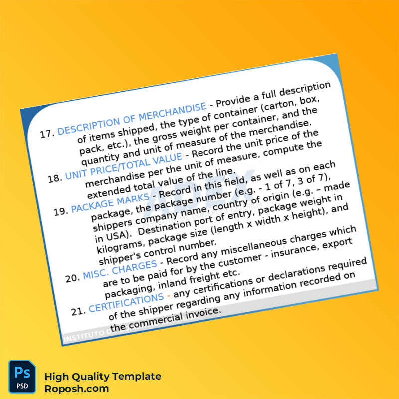 USA ADEX Commercial Invoice Template in Word and PDF formats 7 page USA ADEX Commercial Invoice Template in Word and PDF formats 7 page