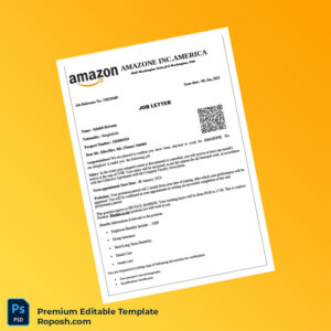 Customizable USA Amazon Job Verification Letter Word & PDF Template 3 page