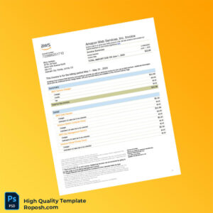 USA Amazon Web Services Inc Invoice Template in Word and PDF formats