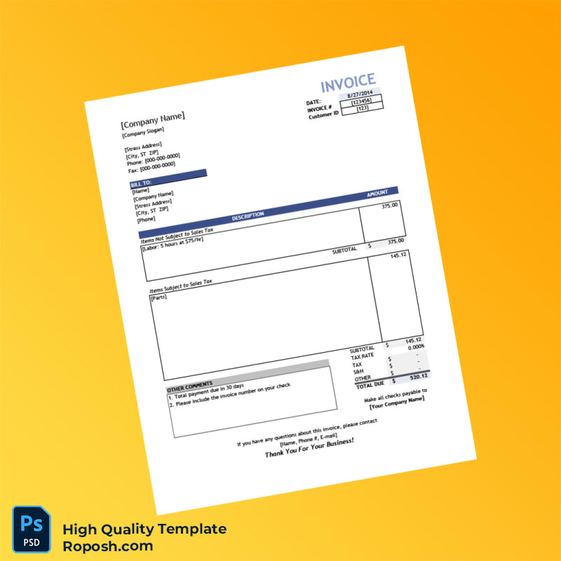 USA Editable Service Invoice Template in Word and PDF formats 5 page USA Editable Service Invoice Template in Word and PDF formats 5 page