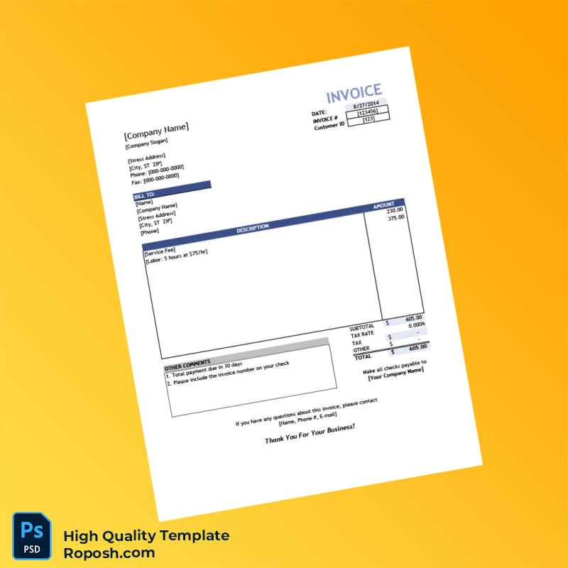 USA Editable Service Invoice Template in Word and PDF formats 5 page USA Editable Service Invoice Template in Word and PDF formats 5 page