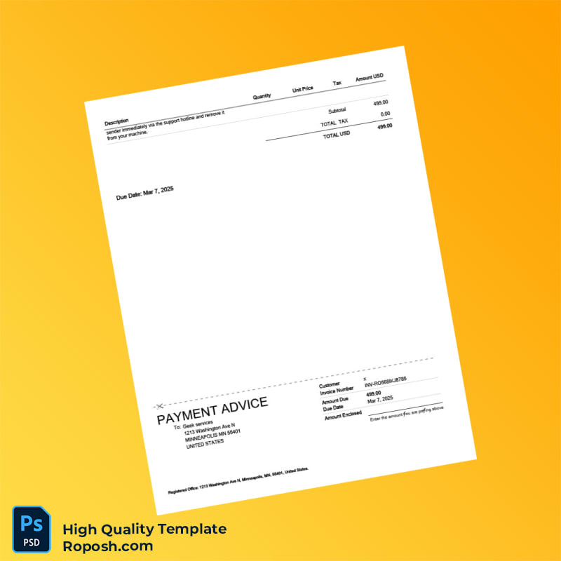 USA GeekSquad Invoice Template in Word and PDF formats 2 page USA GeekSquad Invoice Template in Word and PDF formats 2 page
