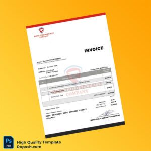 USA Gold Security Company Invoice Template in Word and PDF formats