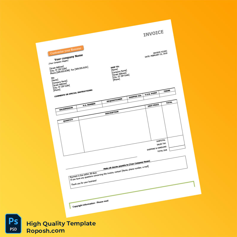USA Hloom Invoice Template in Word and PDF formats 2 page USA Hloom Invoice Template in Word and PDF formats 2 page