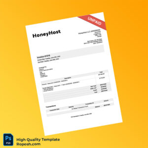 USA HoneyHost LLC Invoice Template in Word and PDF formats USA HoneyHost LLC Invoice Template in Word and PDF formats