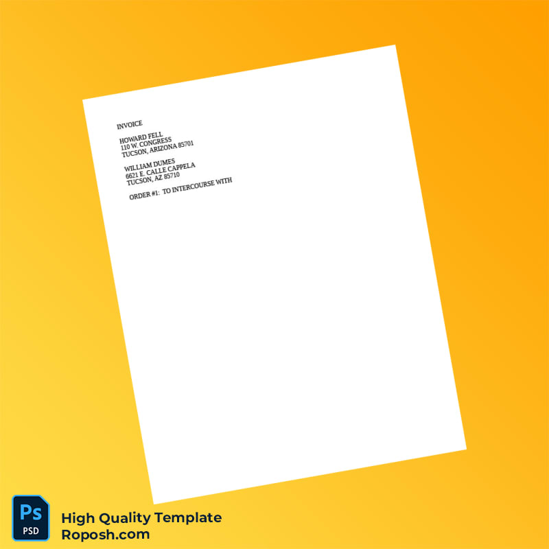 USA Howard Fell Invoice Template in Word and PDF formats USA Howard Fell Invoice Template in Word and PDF formats